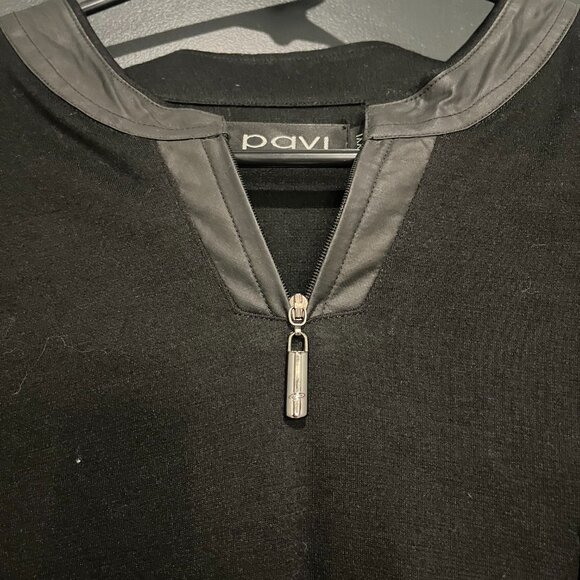 Pavi Black Long Sleeve Tee Shirt w/ Embellished Shoulders and Cuffs XXL - Picture 3 of 7